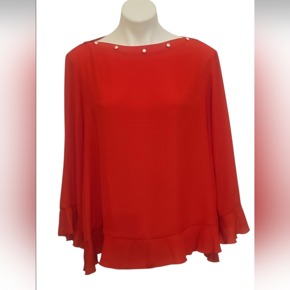 Lifestyle Attitude Chic Red Blouse with Button Detail